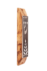 Olive Wood Door Mezuzah Case Menorah Shema Israel Handmade Jerusalem-1
